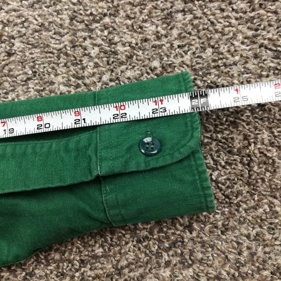 Vintage 70s LL Bean Shirt Chamois L/S Button Up Green Mens 15.5 Script Label - Picture 6 of 9